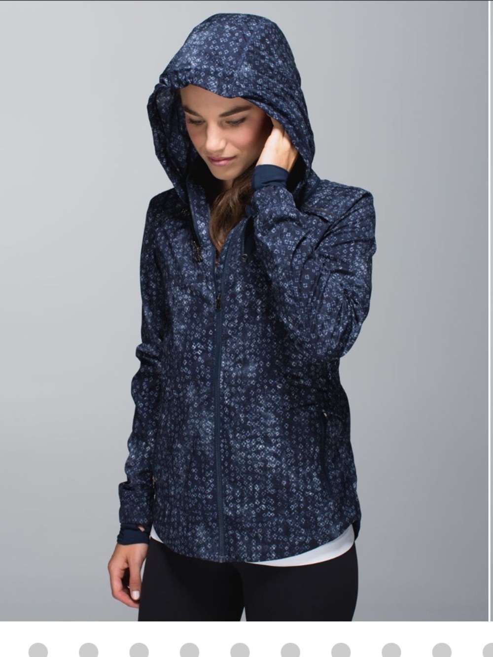 lululemon athletica Navy Patterned Hooded Utility Jacket